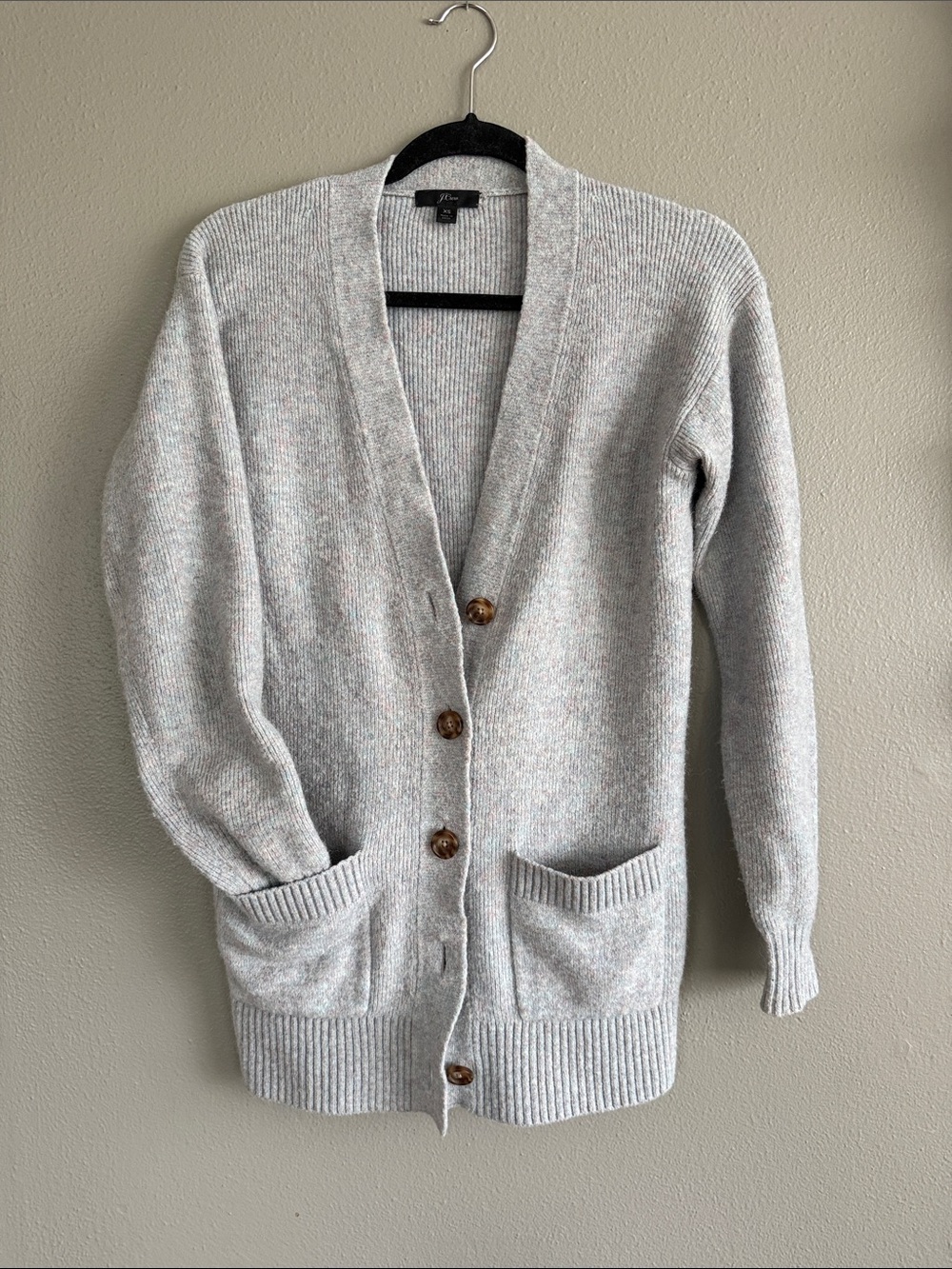 J. Crew Light Blue Button-Front Pocket Cardigan